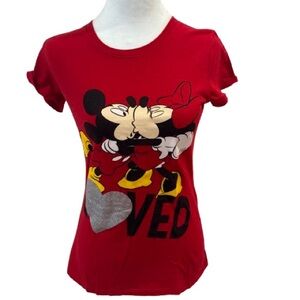 Disney Red Short Sleeve Tee with Cartoon Design